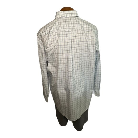Jos. A. Bank Light Blue & White Plaid Long-sleeve Dress Shirt, Large, Pre-owned - Picture 2 of 7